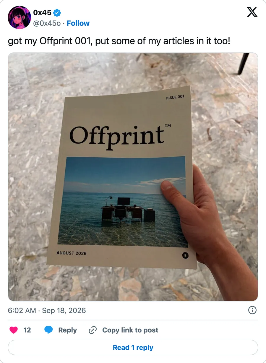 got my Offprint 001, put some of my articles in it too!